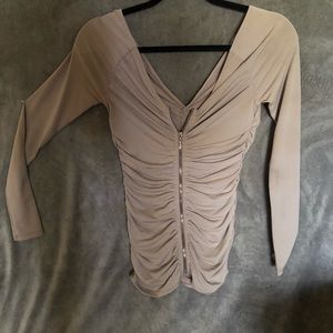 Stretchy zip front blouse